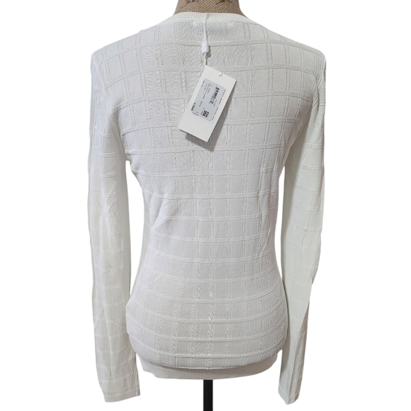 NWT Boss Italian Designer Long Sleeve Cream White Textured Sweater Top - Large - Picture 5 of 9